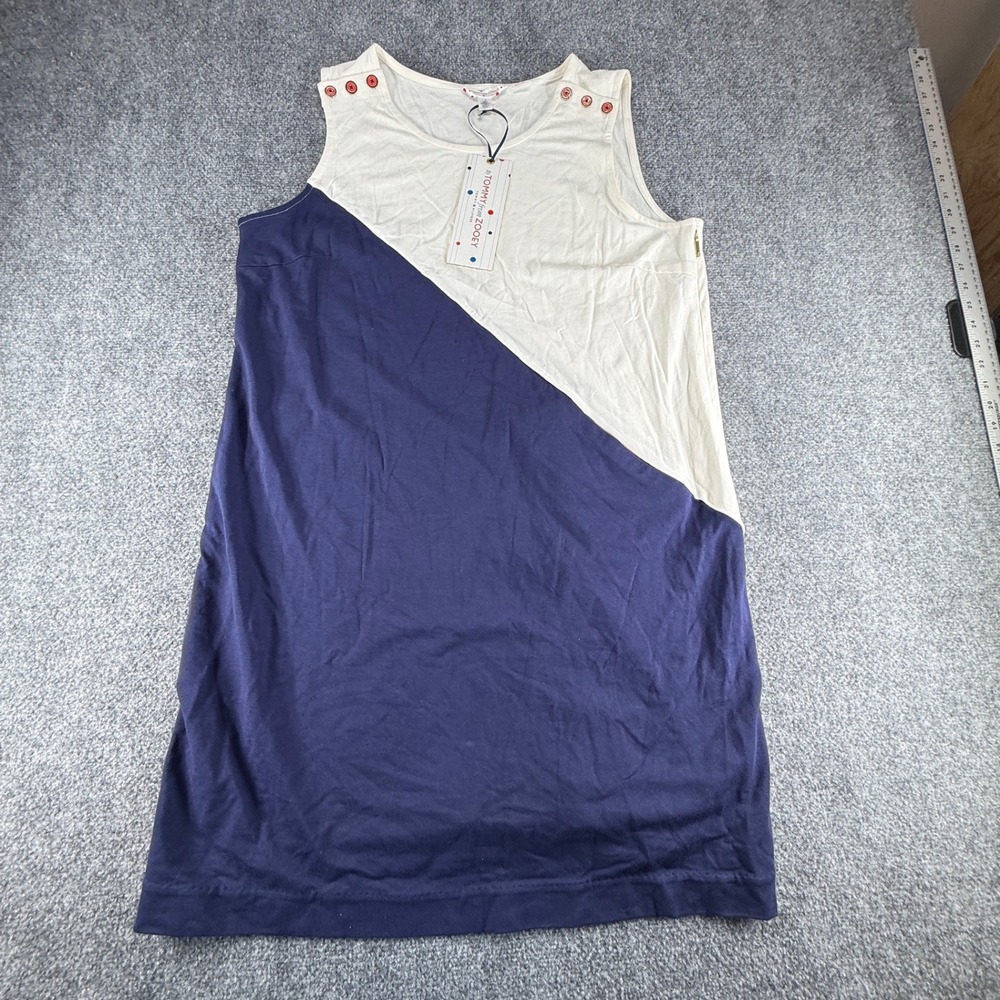 Tommy Hilfiger Zooey Deschanel Shelley Dress Navy Cream Colorblock Size 18 NWT